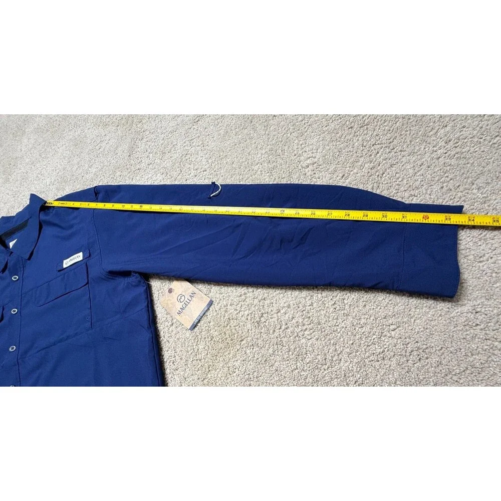Magellan Outdoor Barton Creek LS Shirt 2XL Moisture Wicking Medieval Blue